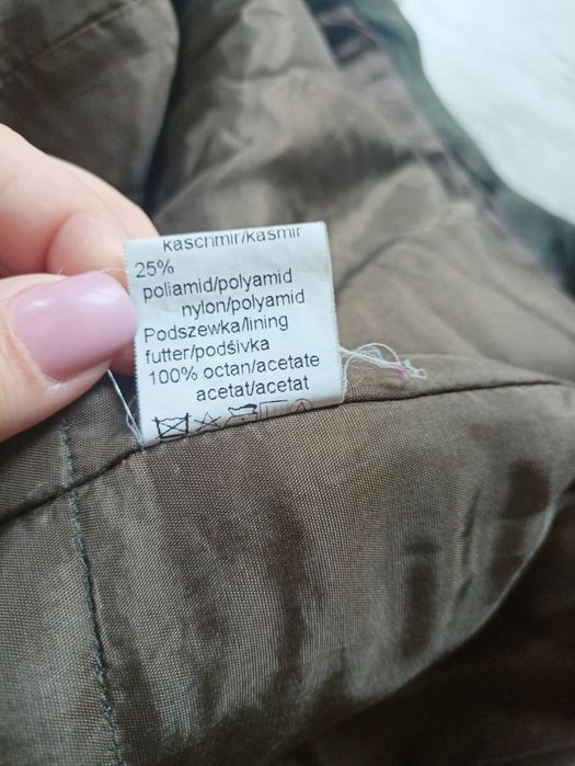 Płaszcz klasyczny wełna kaszmir oliwkowy khaki
