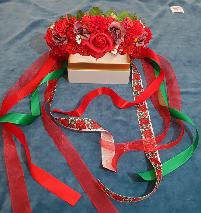 Вінок український, червоний віночок ручної роботи