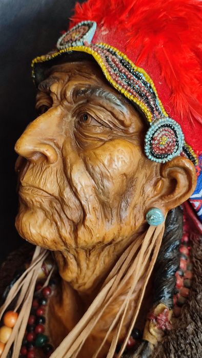 Бюст вождя, индеец, фигура, дикий запад, полистоун