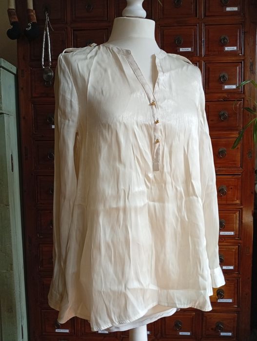 Elegancka bluzka z długim rękawem, H&M ecru