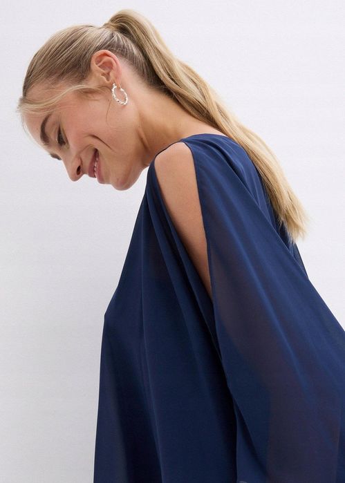 B.P.C kombinezon granatowy z warstwą szyfonową ze sztrasami ^40/42