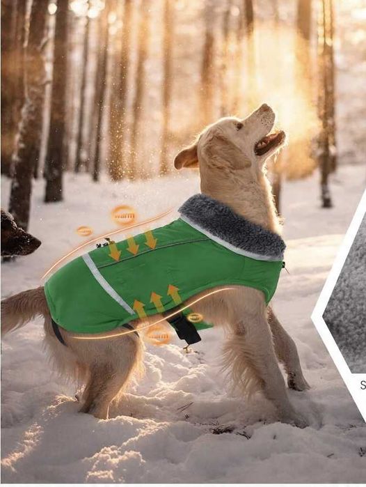 kurka dla psa kamizelka z futerkiem QBLEEV odcienie zieleni rozm S