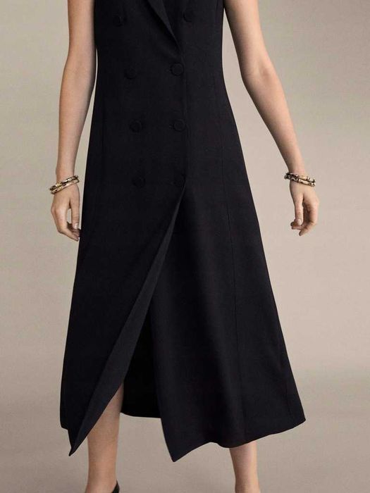 Vestido comprido smoking, Massimo Dutti