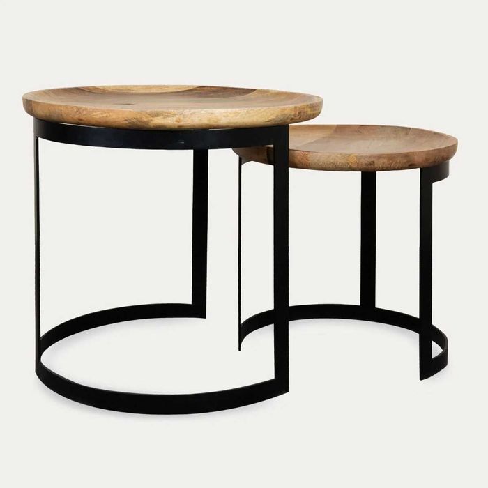 Zestaw stolików kawowych HARVEY drewnianych 53x51/43x43 cm