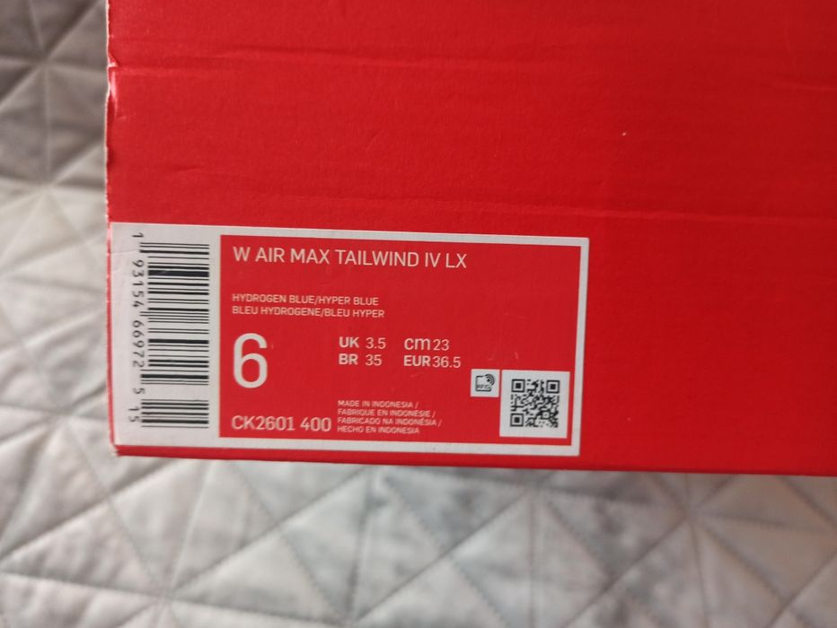 Nowe Nike Air Max Tailwind IV LX Hydrogen Blue ROZ. 36,5 US 6 UK 3,5