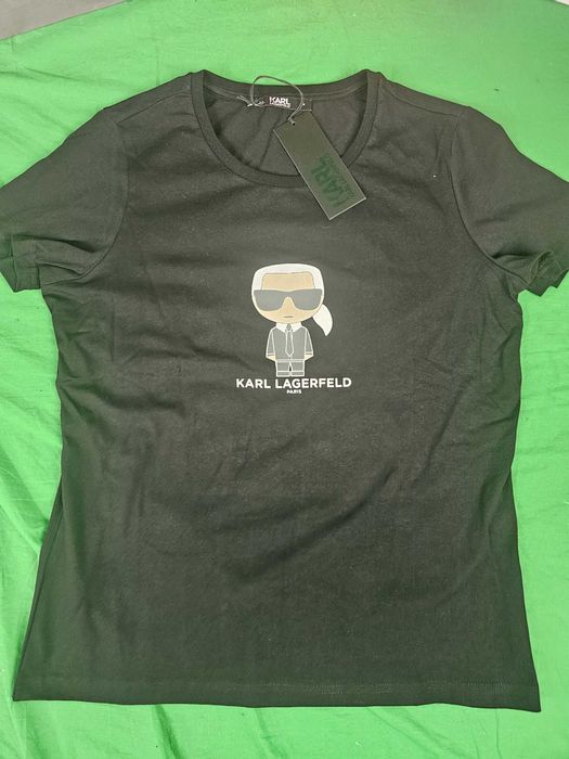 Koszulka Shirt koszulki damskie Premium karl lagerfeld ludzik czarna
