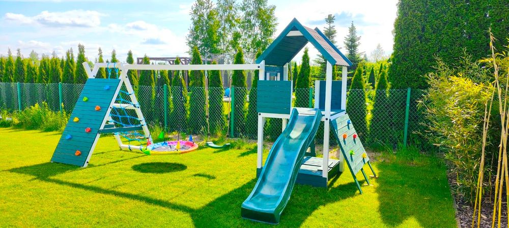 Drewniany Plac Zabaw - PROMOCJA - Gapcio - Domek - Huśtawka