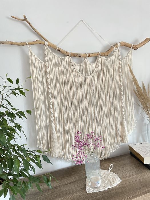 Duża makrama na ścianę w stylu Boho 100x80cm