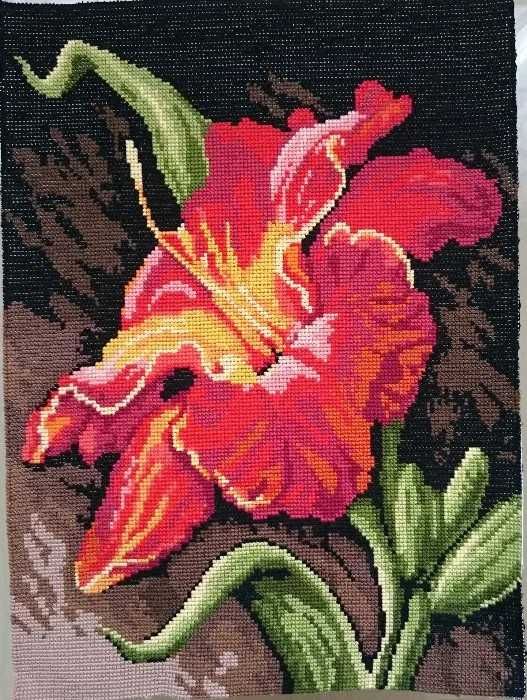 obraz haft krzyżykowy - kwiat