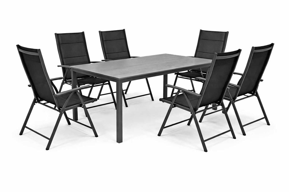 Meble Ogrodowe Aluminiowe Zestaw Tarasowy Wysoki Stół Krzesła 6 osób