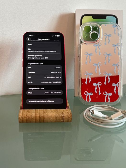 iPhone 14 128GB | Czerwony | Stan Dobry | Zestaw | Etui + Ładowarka