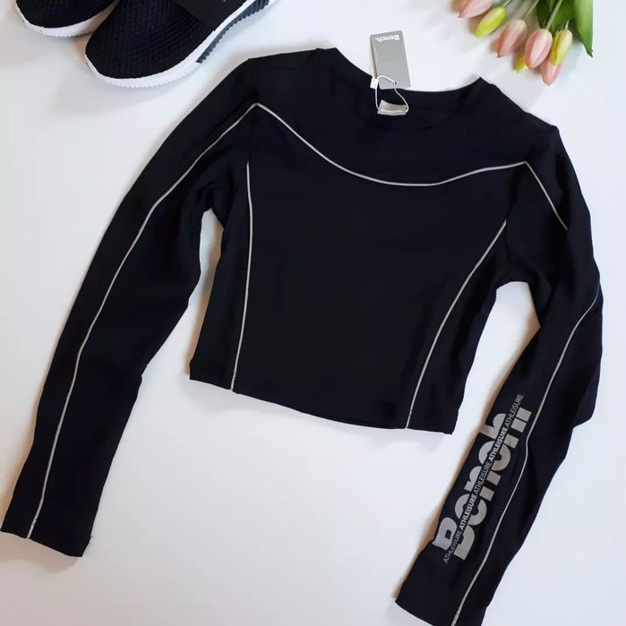 Crop top sportowy treningowy damski Bench czarny S