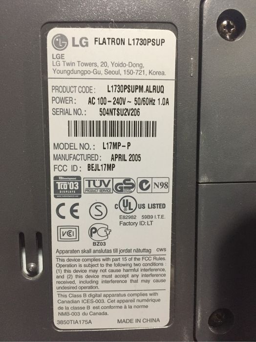 Монитор LG, в хорошем состоянии, полностью рабочий