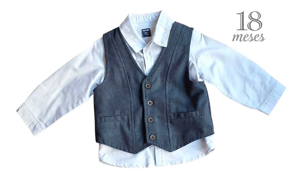 Conjunto Camisa + Colete Azul Kiabi 18 meses