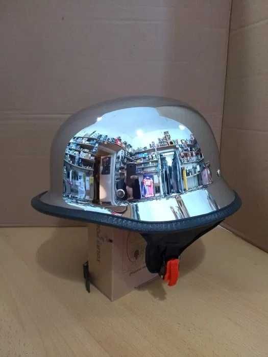 NOWY!!! kask, niemiecki otwarty orzeszek na czopera chrom german