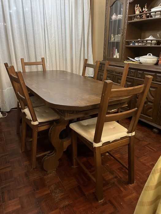 Mesa Madeira + 6 cadeiras