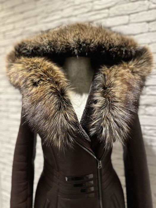 Дублянка з натуральним хутром, дубльонка чорнобурка шуба, полушубок