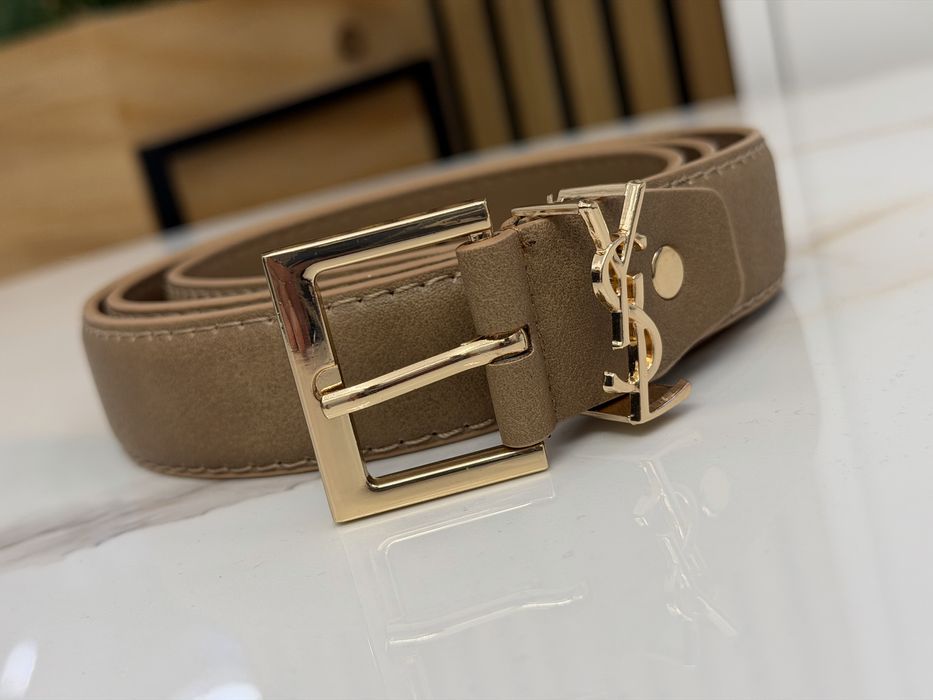 Pasek YSL Premium Beżowy Nowy