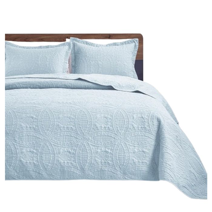 Narzuta na łóżko 240x260 cm pikowana błękitna