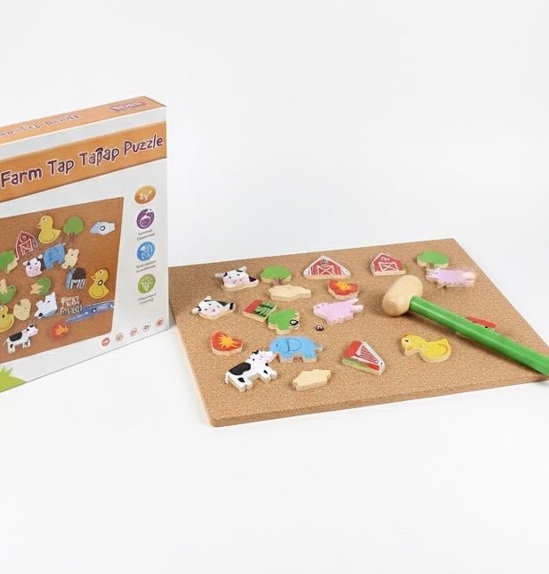 100% Drewniana || Wbijanka Kreatywna Lelin | Farma Tap Tap Puzzle