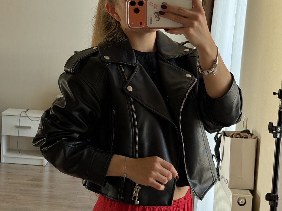 шкіряна куртка в стилі zara stradivarius bershka