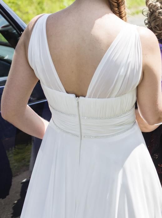 suknia ślubna styl grecki szyfonowa Swarovski rozm. 36 ecru