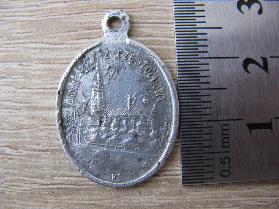 Medalik Pamiątka z Częstochowy sygnowany KS