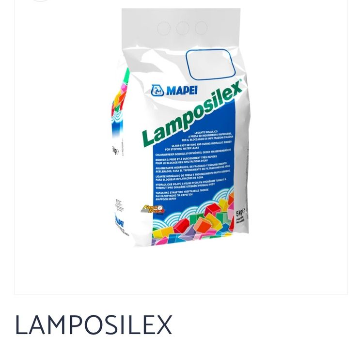 Lamposilex. Ligante hidráulico de presa e endurecimento muito rápido.