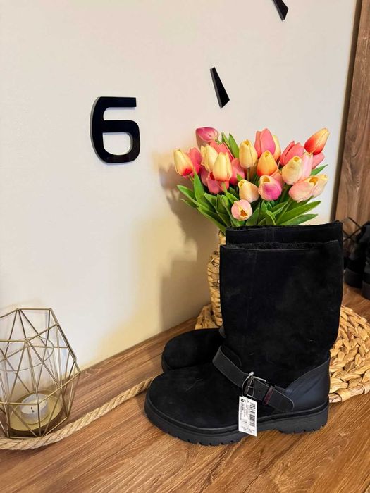 Buty zimowe damskie czarne Next zamsz naturalny Nowe z metką 38