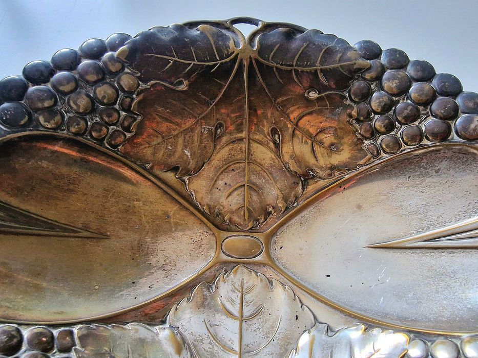 Przepiękna srebrzona patera na owoce Art Nouveau - Secesja