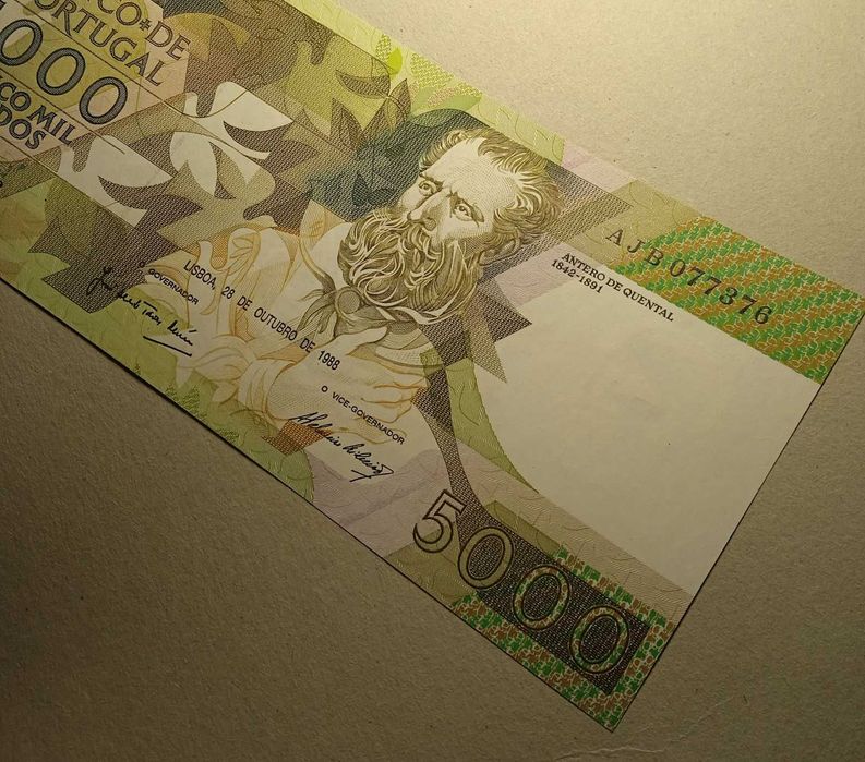 Nota 5 mil escudos 1988 Antero Quental NOVA - Envio Gratis
