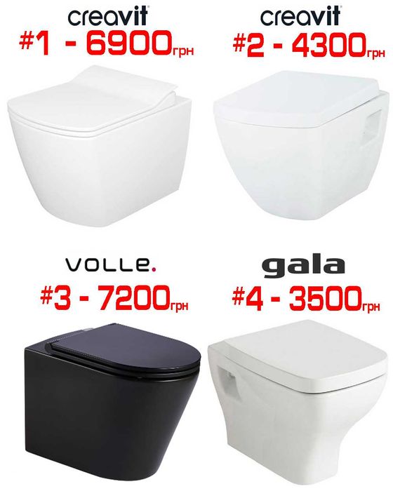 Розпродаж підвісних унітазів Roca, Geberit, Devit, Creavit, Primera