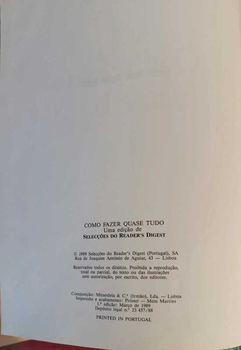Como fazer quase tudo, livro, Seleções do Reader's Digest,1988