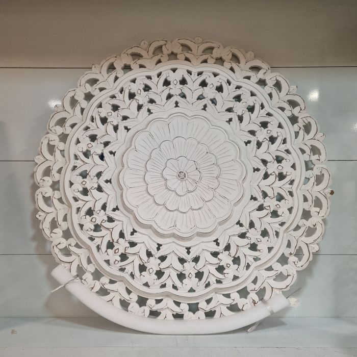 Painel Decorativo Mandala Branca Redonda 90cm By Arcoazul