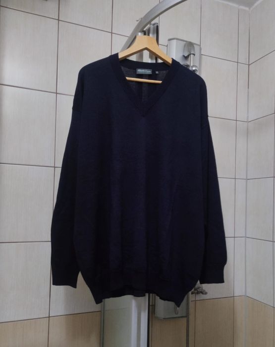 sweter męski 4XL granatowy navy Monte Carlo casualwear dekolt w serek