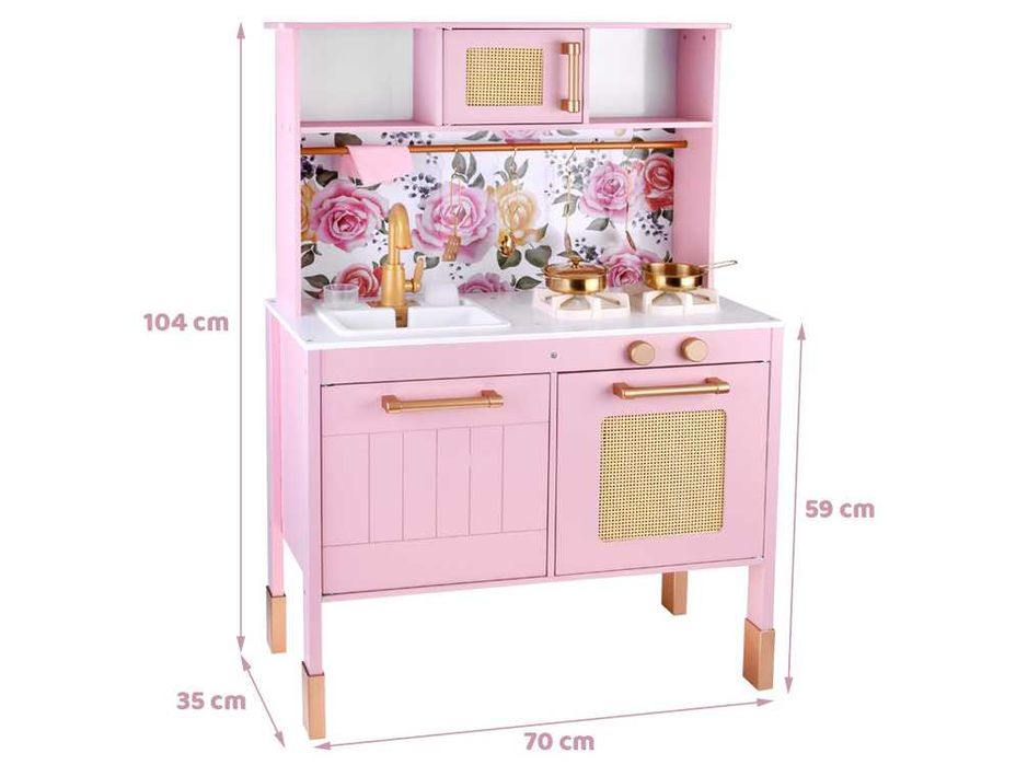 Велика інтерактивна дерев'яна кухня, гламурне золото