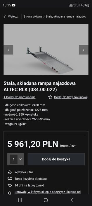 Składana rampa najazdowa do busa