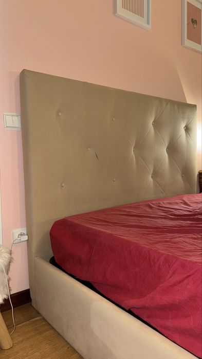 Cama Somier 140x190 em Camurça – Bom Estado