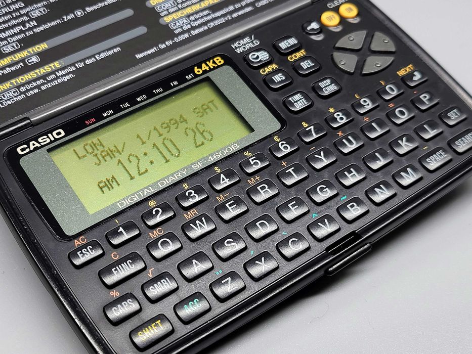 Kalkulator Organizer CASIO Digital Diary SF-4600B 64 KB vintage