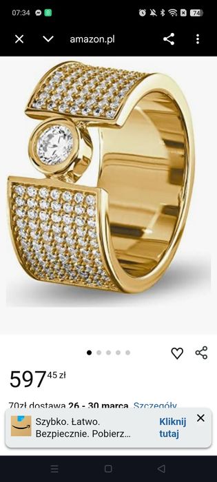 Piękny pierścionek pozłacane srebro 925 Jette