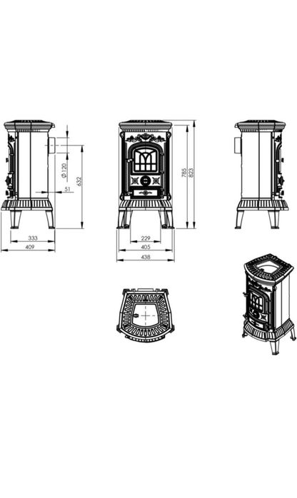 Камінна топка чавунна NORDflam Verdo Eko 7 кВт чорна