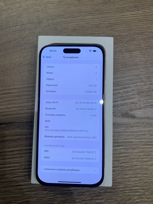 Iphone 16 pro max 256GB 92% baterii