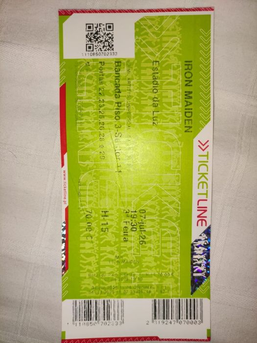 Vendo bilhete concerto Iron Maiden