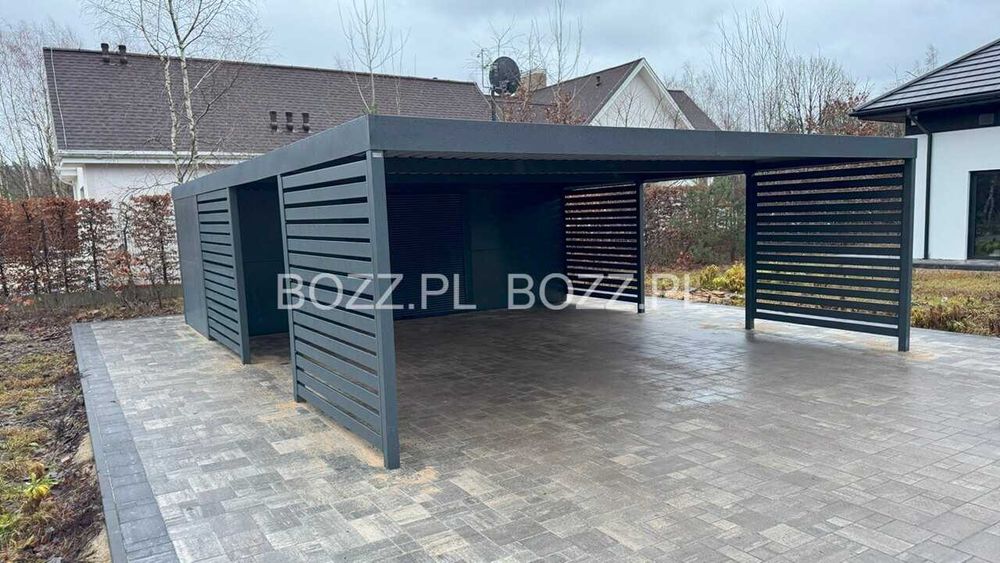 Wiata garażowa 6x8m - 2 auta + pomieszczenie /Producent/