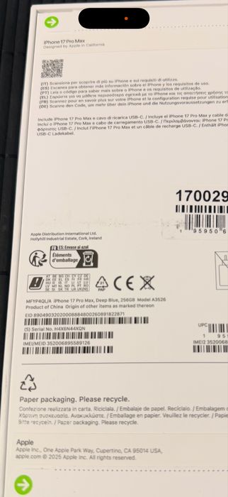 Iphones 17 Pro Max Azul selados