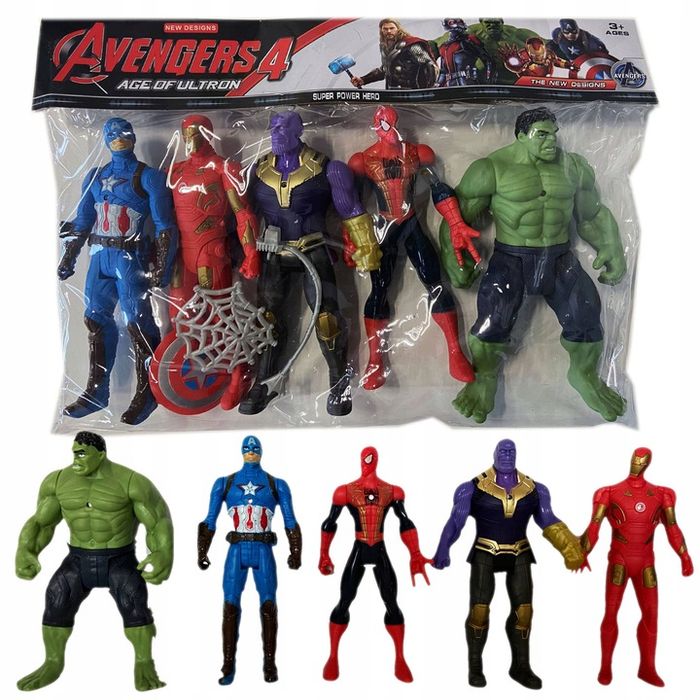 Avengers Zestaw 5 Figurek Figurki Akcji Superbohaterowie Hulk Spiderma
