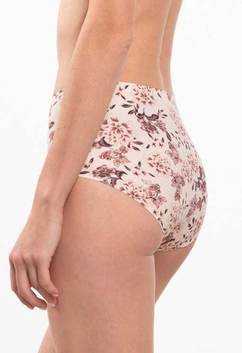 Figi damskie bikini, cięte laserowo, w kwiaty, kremowe, rozm. XXL