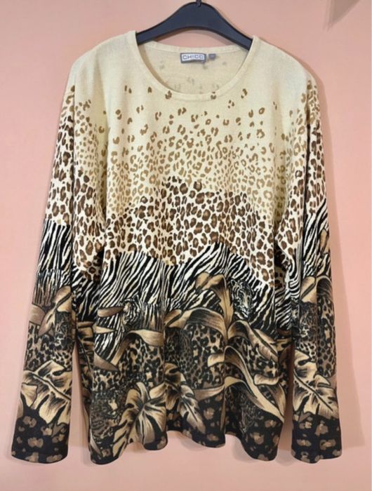 Sweter ze zwierzęcym motywem panterka
