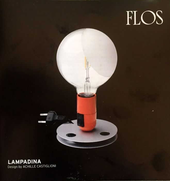 Candeeiro de mesa lampadina, laranja de Achille Castiglioni 1972