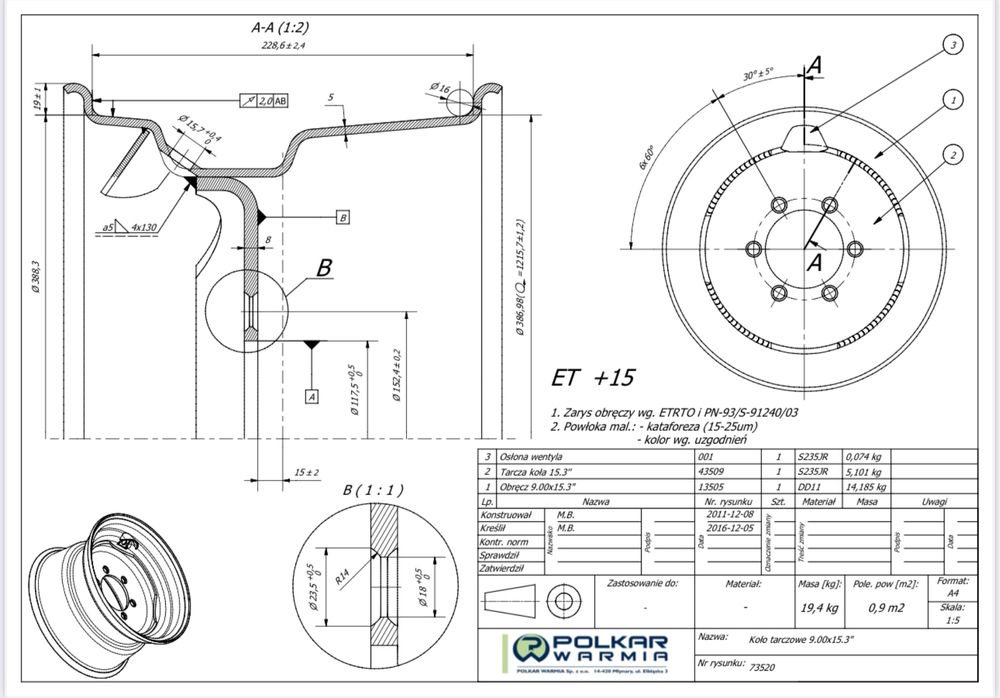 koła balonowe przód 10.0/75-15.3/12pr JODŁA Ursus C360 C330 Zetor MF